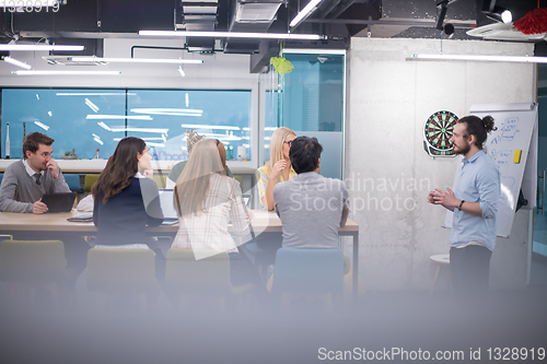 Image of Multiethnic startup business team having meeting