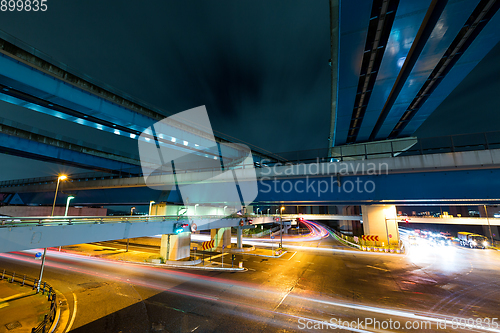 Image of Traffic trail from underground at night