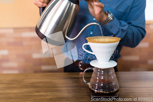 Image of Water pouring on coffee filter