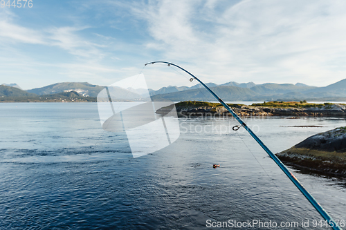 Image of Beautiful view on norwegian fjords from atlantic road