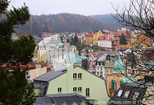 Image of Cityscape of Karlovy Vary with Saint Mary Magdalene church