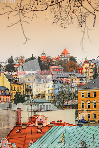 Image of Cityscape of Karlovy Vary in the late autumn time, Czech Republi