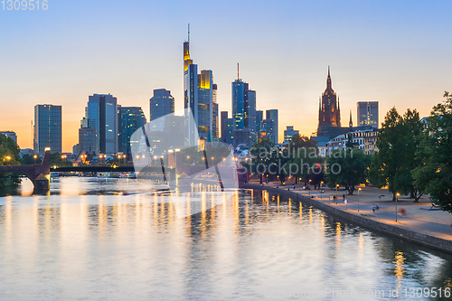 Image of illuminated Frankfurt downtown, Germany