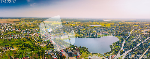 Image of Braslav, Braslaw District, Vitebsk Voblast, Belarus. Aerial View Of Town. Famous Lakes