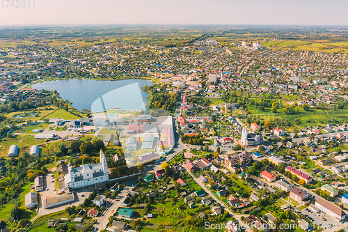 Image of Braslav, Braslaw District, Vitebsk Voblast, Belarus. Aerial View Of Town. Famous Lakes