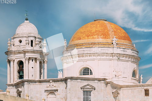 Image of Cathedral in Cadiz, Spain. Sunny day