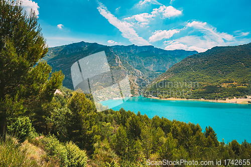Image of Verdon Gorge, Lake of Sainte-Croix, France. South-eastern France. Provence-Alpes-Cote d\'Azur