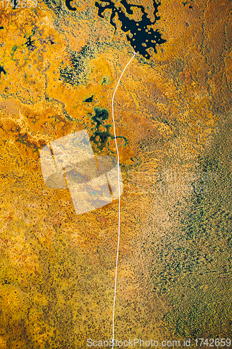 Image of Miory District, Vitebsk Region, Belarus. The Yelnya Swamp. Upland And Transitional Bogs With Numerous Lakes. Elevated Aerial View Of Yelnya Nature Reserve Landscape. Famous Natural Landmark