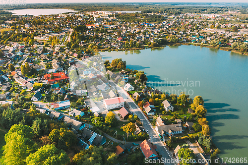 Image of Braslav, Braslaw District, Belarus. Aerial View Of Town. Famous Lakes