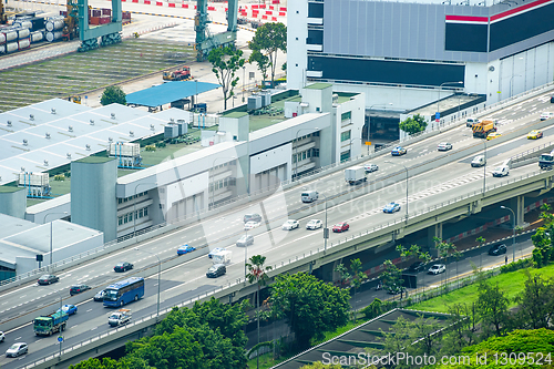 Image of Traffic on urban bridge, Singapore