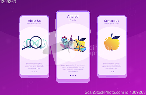 Image of Genetically modified foods app interface template.