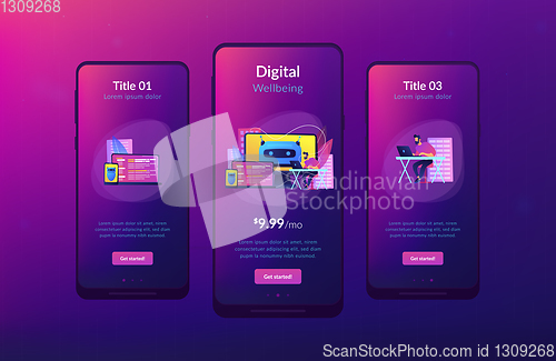 Image of Digital wellbeing app interface template.