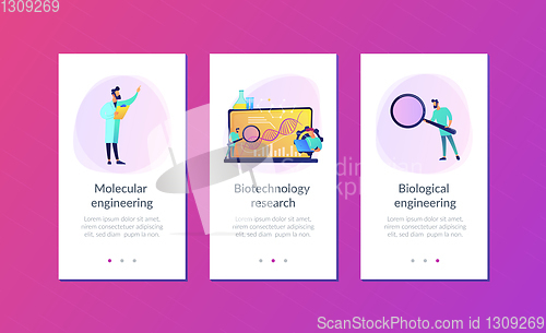 Image of Biotechnology app interface template.