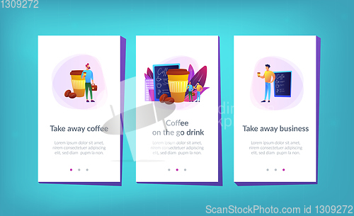 Image of Take away coffee app interface template.
