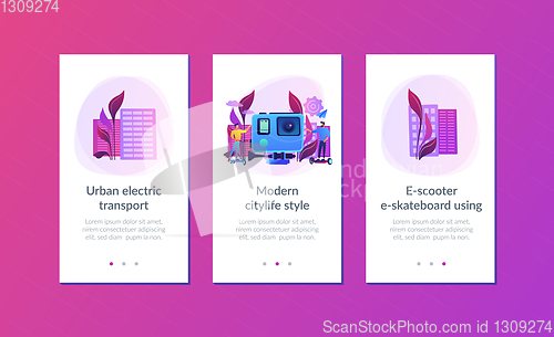 Image of Urban electric transport app interface template.
