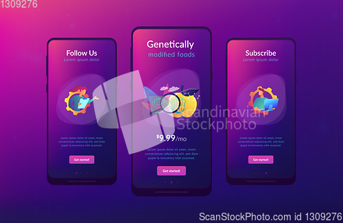 Image of Genetically modified foods app interface template.