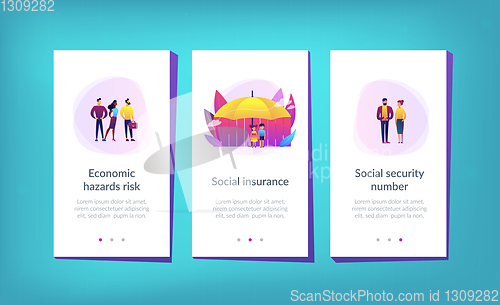 Image of Social insurance app interface template.