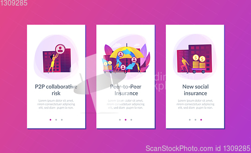 Image of Peer-to-Peer insurance app interface template.