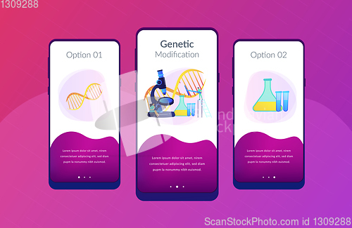 Image of Genetic engineering app interface template.
