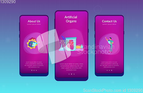Image of Lab-grown organs app interface template.