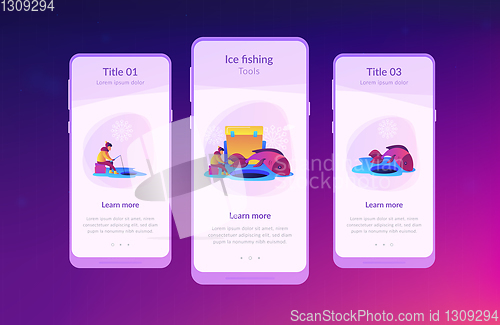 Image of Ice fishing app interface template.