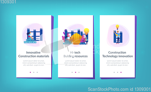 Image of Innovative construction materials app interface template.