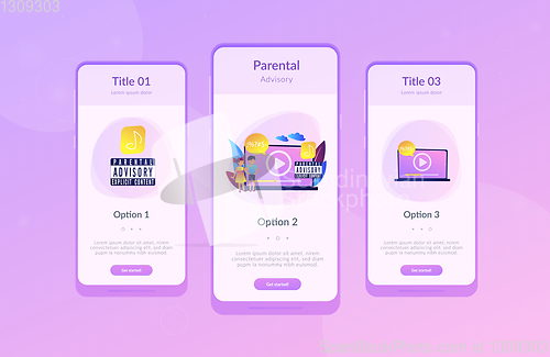 Image of Parental advisory music app interface template.