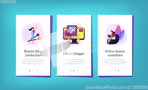 Image of Beauty blogger app interface template.