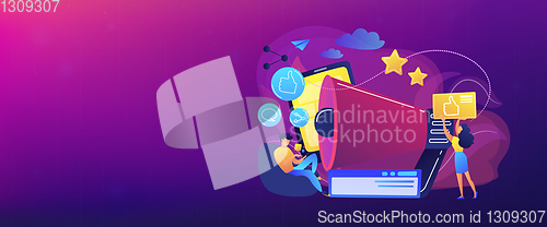 Image of Social networks promotion concept banner header.