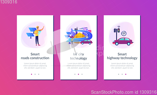 Image of Smart roads construction app interface template.