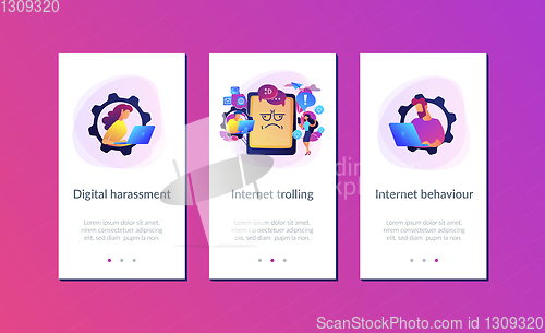 Image of Internet trolling app interface template.