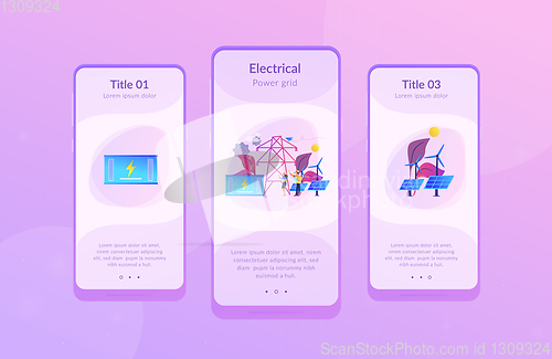 Image of Energy storage app interface template.