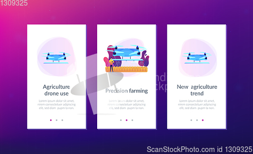 Image of Agriculture drone use app interface template.