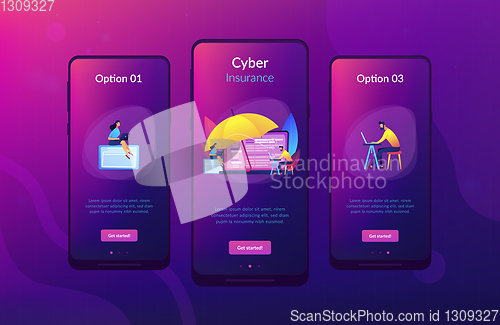 Image of Cyber insurance app interface template.