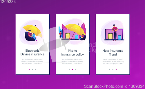 Image of Electronic device insurance app interface template.