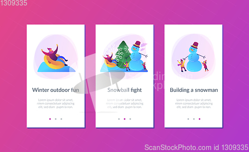 Image of Winter outdoor fun app interface template.