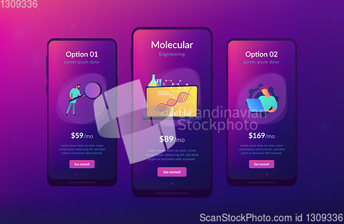 Image of Biotechnology app interface template.