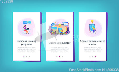 Image of Business incubator app interface template.