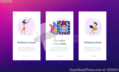 Image of Makeup courses app interface template.