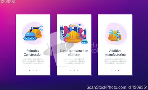 Image of Robotics construction app interface template.