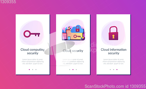 Image of Cloud computing security app interface template.