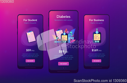 Image of Diabetes mellitus app interface template.