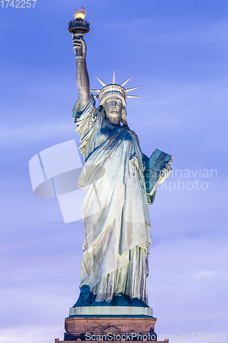 Image of Statue of Liberty at dusk, New York City, USA