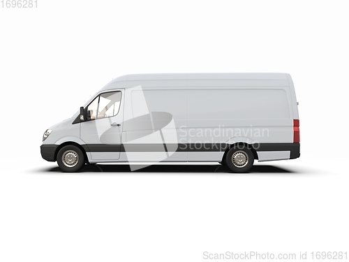 Image of White Commercial Delivery Truck isolated on White Background