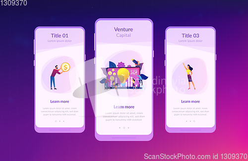 Image of Venture investment app interface template.