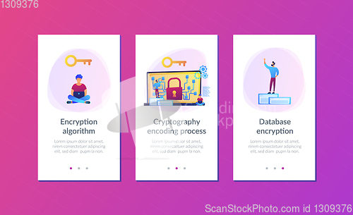 Image of Cryptography and encryption app interface template.