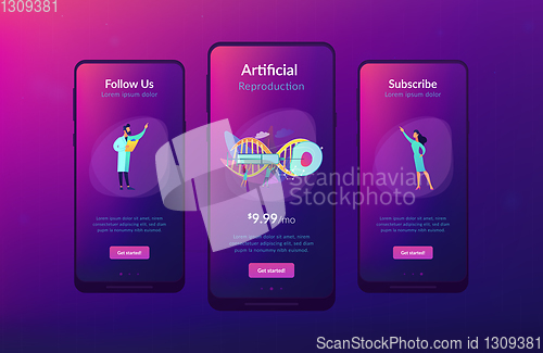 Image of Artificial reproduction app interface template.