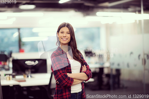 Image of Portrait of  smiling female software developer