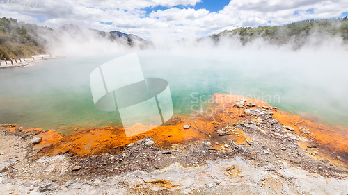 Image of hot sparkling lake in New Zealand