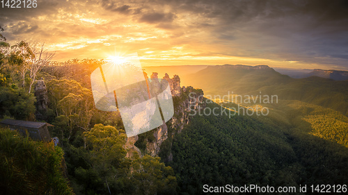 Image of Three Sisters Blue Mountains Australia at sunrise